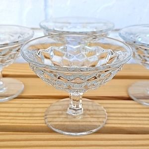 4 Vintage FOSTORIA GLASS CO. AMERICAN CRYSTAL LOW FOOTED FLARED SHERBET DESSERT